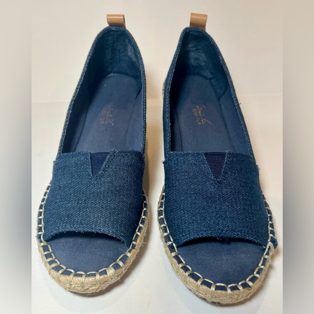 Gloria Vanderbilt Blue Denim Espadrille Wedges Size 8 - Picture 2 of 7